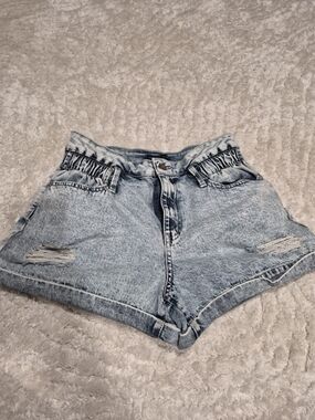Sincerly Jules Light Blue High-Waist Jean Shorts